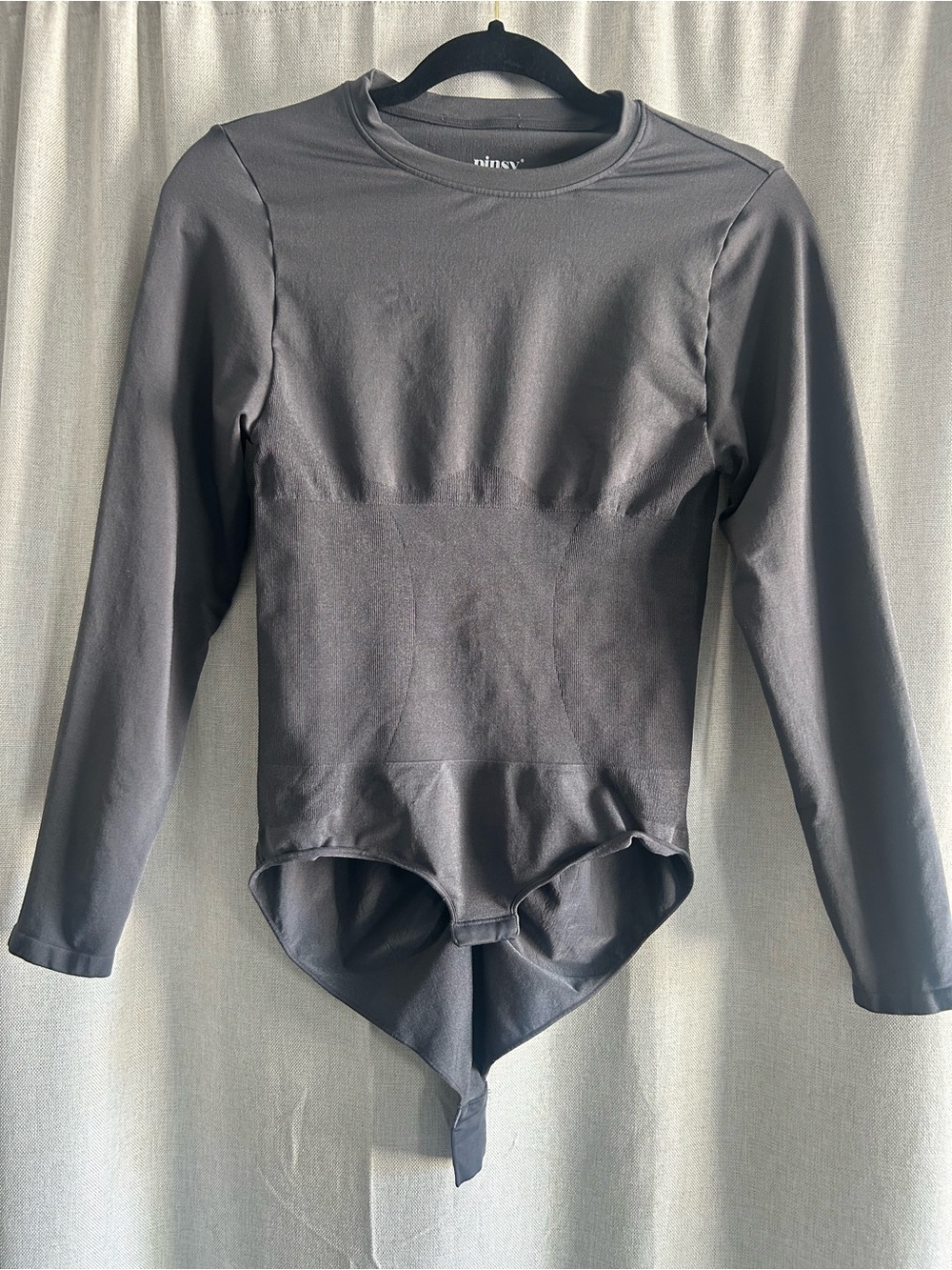Pinsy Women's Long-Sleeve Shapewear Bodysuit in Charcoal Gray